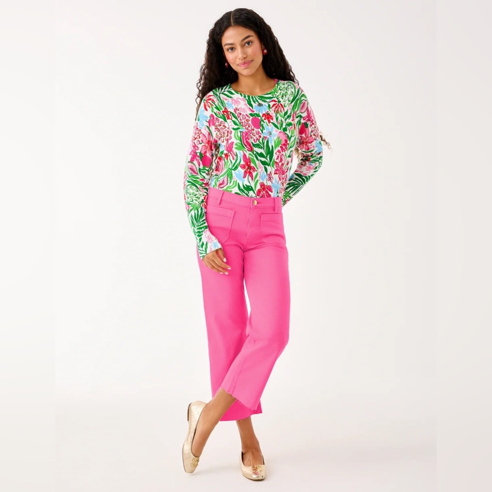 NWT Lilly Pulitzer Salima Sweater in Glowing Gardens Print Size M